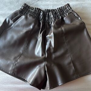Faux leather shorts- brown- never worn